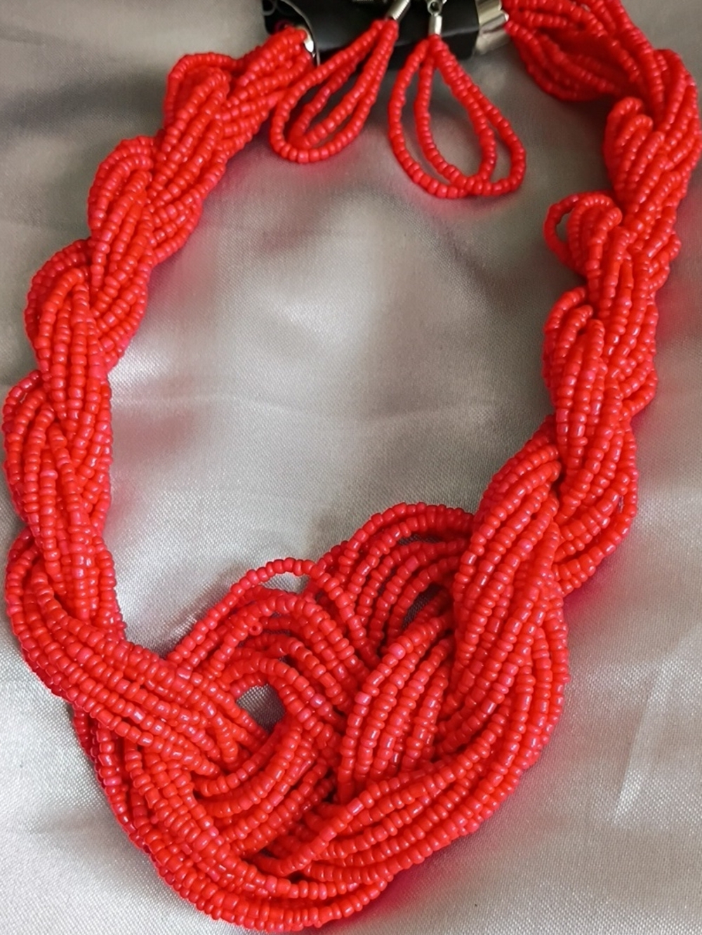 Red Multi-Strand Beaded Statement Necklace - Women Jewelry